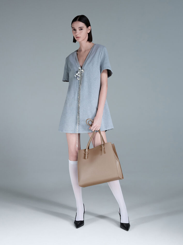 Sansa Tote Bag, Taupe, hi-res