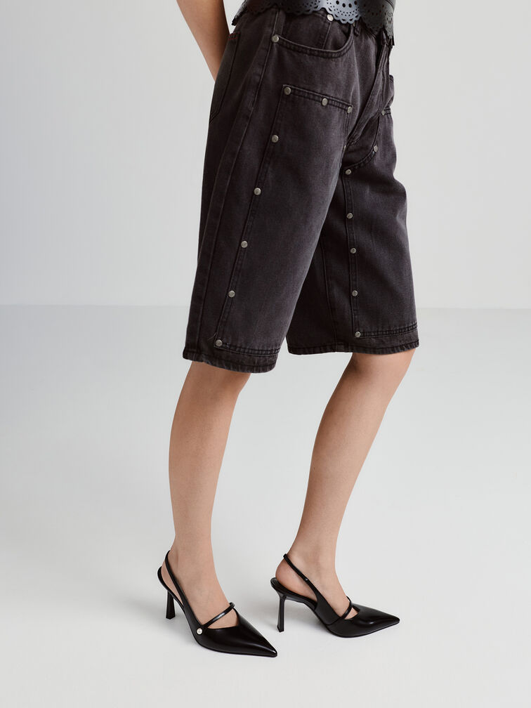 Helena Pearl Pointed Slingback Pumps, Black Boxed, hi-res