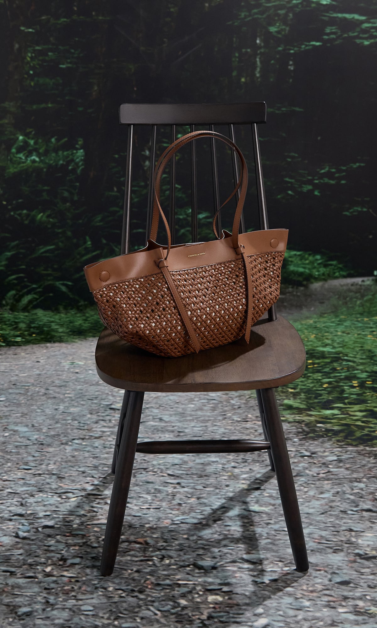 Chocolate Calla Woven Tote Bag - CHARLES & KEITH