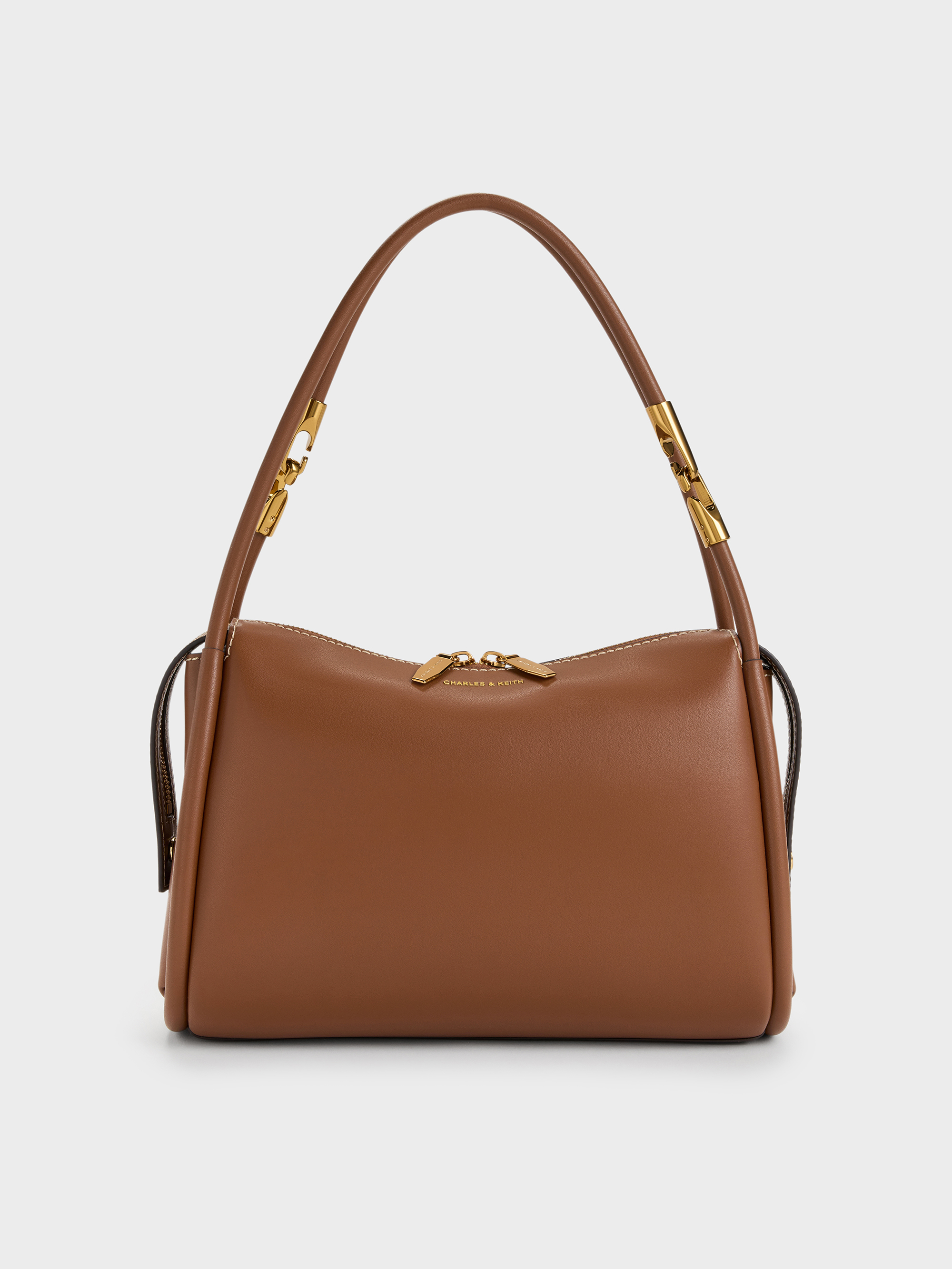Chocolate Lyla Tubular Slouchy Shoulder Bag - Chocolate - CHARLES