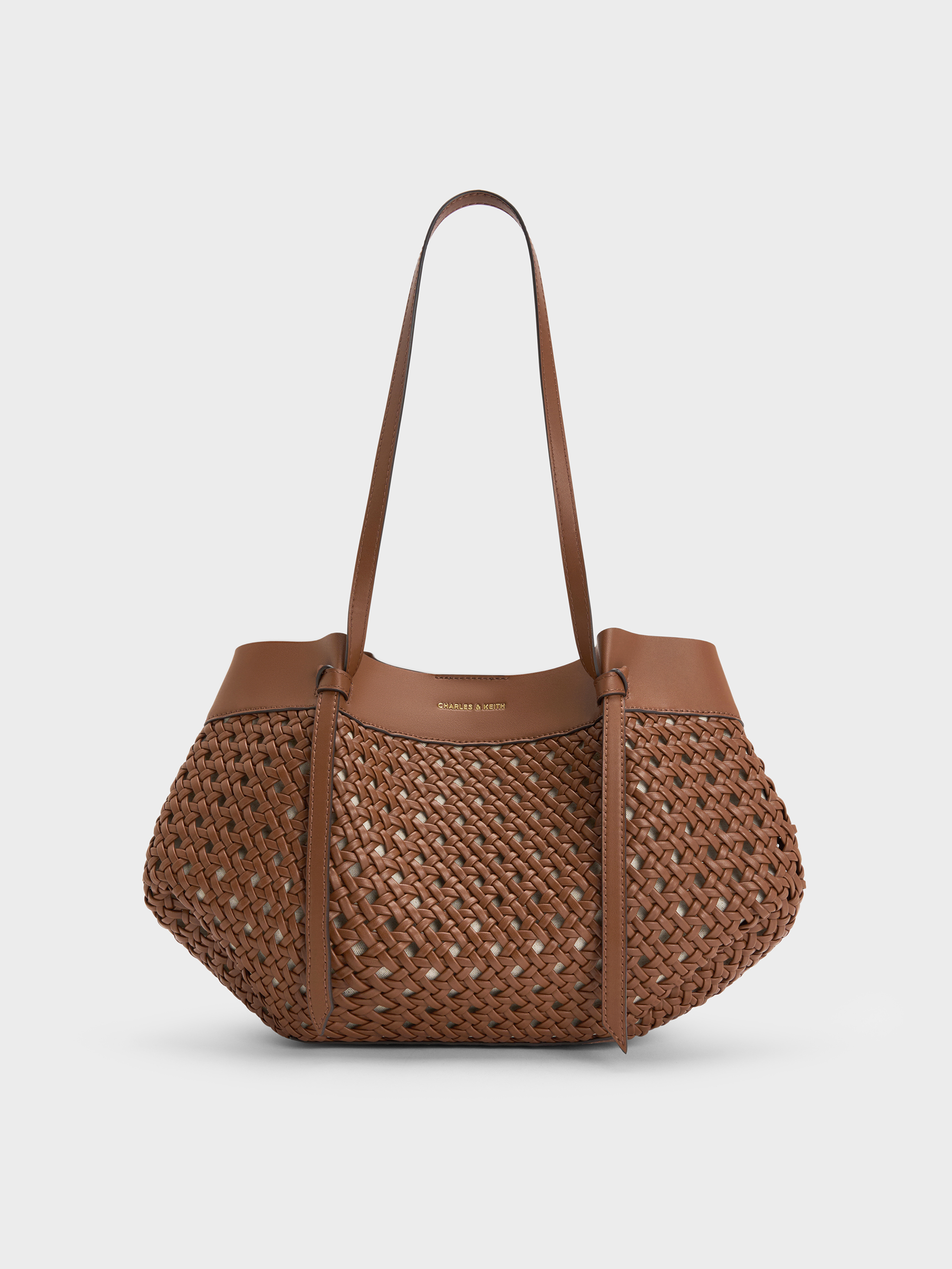 Chocolate Calla Woven Tote Bag - Chocolate - CHARLES & KEITH BH